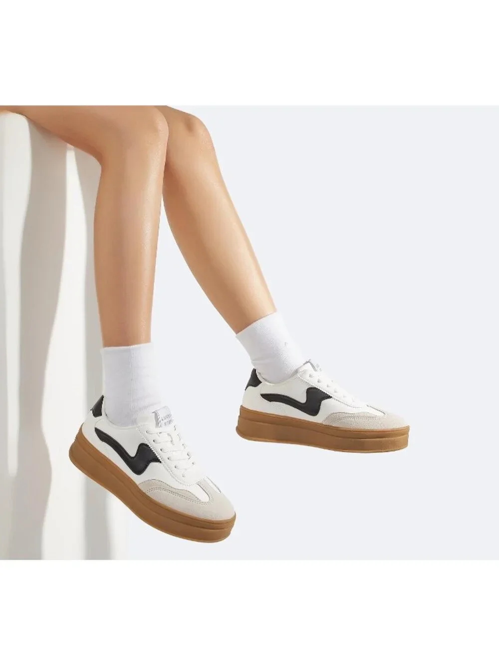 🆕Women's White Black Platform Fashion Sneakers Thick Sole Casual Walking Shoes